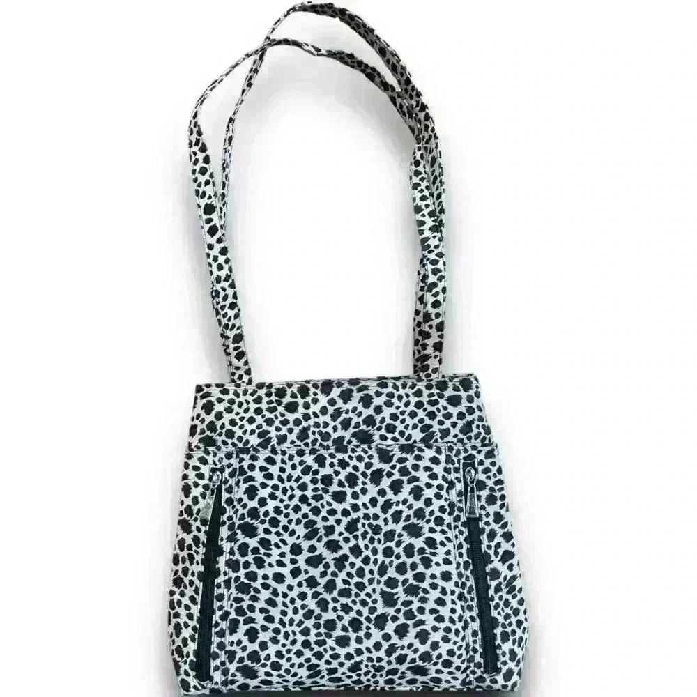 Cheetah Y2K Shoulder Bag Nylon‎ Animal Print Tote Organizer Zipper Multi Pockets